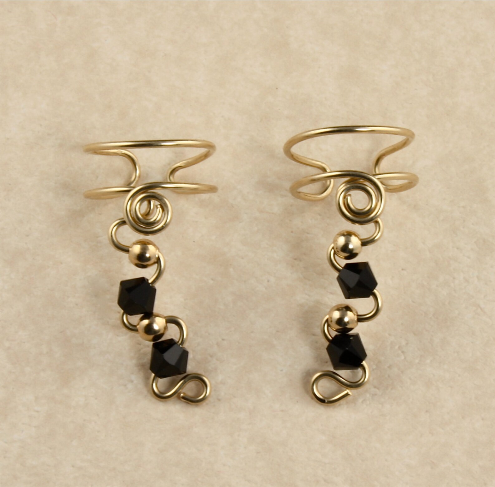 Swarovski Crystal and 14KT Gold Filled Pair of Ear Cuffs Your Etsy