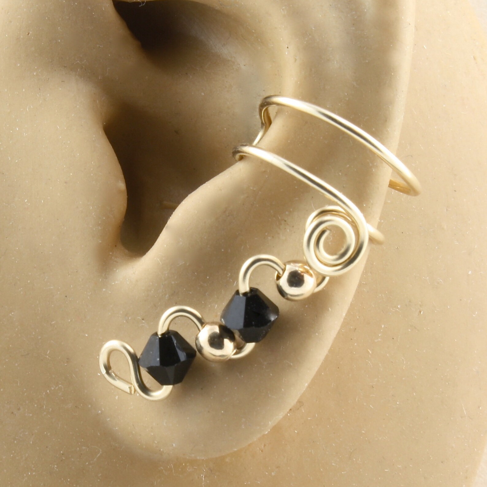 Swarovski Crystal and 14KT Gold Filled Pair of Ear Cuffs Your Etsy