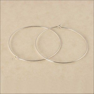 One Pair 1-1/4 35mm Sterling Silver Hoop Earrings Silver Hoop Earrings Thin Hoop Earrings Small Hoop Earrings Silver Hoops image 1