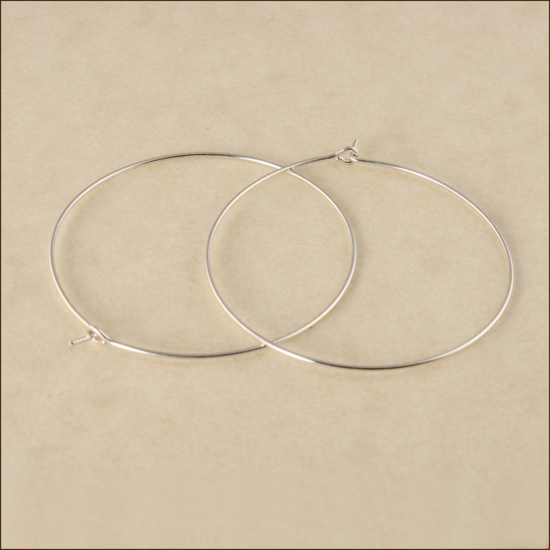 One Pair 1-1/4 35mm Sterling Silver Hoop Earrings Silver Hoop Earrings Thin Hoop Earrings Small Hoop Earrings Silver Hoops image 1