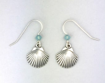 Sea Shell Earrings - Sterling Silver - Sea Shell Jewelry - Beach Wedding Jewelry - Beach Lover Gift - Nautical Jewelry - Ocean Jewelry