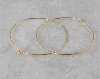 Hoop Earrings, 1-1/2" (40mm) 14 KT Gold Filled Hoop Earrings, Simple Hoop Earrings, Classic Hoop Earrings, Thin Hoop Earrings