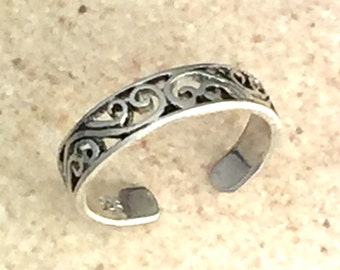 Victorian Scroll Sterling Silver Toe Ring • Adjustable Toe Ring • Beach Jewelry • Foot Jewelry • Summer Jewelry