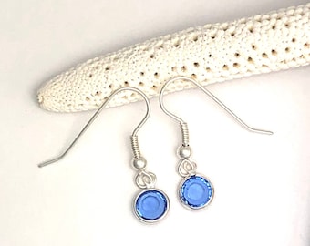 September Birthstone Earrings • Sapphire Crystal Birthstone Earrings • September Birthday Gift • Sapphire Drop Earrings • Sapphire Jewelry