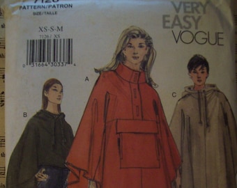 Very Easy Vogue 7126 Sewing Pattern for Misses' Poncho Size XS -S- M/ Vintage Patterns/ 1999/ Factory Folded/ Unused