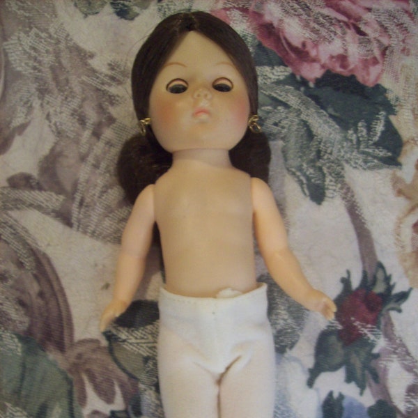 Vintage Ginny Doll / Vogue Doll Made in Hong Kong/ Dark Brown Hair/ Mechanical Eyes/ Not Dressed/ 8 " Tall