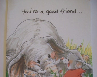 Suzy's Zoo Greeting Card/ Friendship Card/ Elephant Card/ Recycled Paper Cards / Suzy Spafford Cards