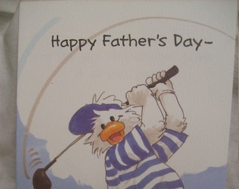 Suzy's Zoo Greeting Card/ Happy Father's Day Card/ Golf Theme/ Dad's Day Card/ Suzy Spafford Vintage Greeting Cards