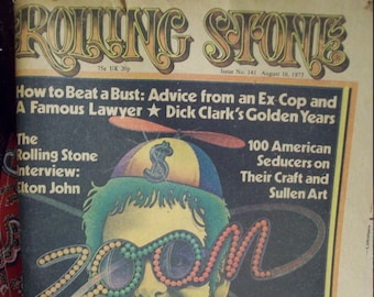 Vintage Rolling Stone Magazine: Elton John Cover, August 1973