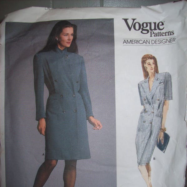 Vogue 1979 Ralph Lauren Misses Coat Dress Pattern/ Sewing/ Size 12 / 80's Fashion Patterns/ Designer Pattern