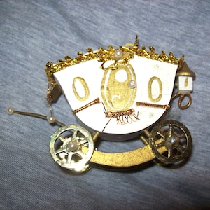 Vintage Christmas Ornament- Wood Carriage or Coach- Shabby-Unique Find- Holiday Decor-
