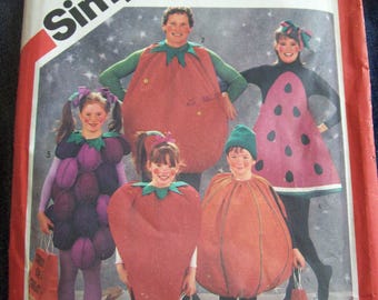 Simplicity 6192-Fruit and Vegetables Costumes-Sewing Pattern-Vintage 1983