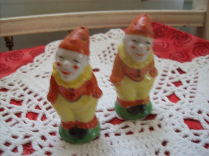 Vintage Smiling Clown Salt and Pepper Figures Made in Japan Vintage Collectibles