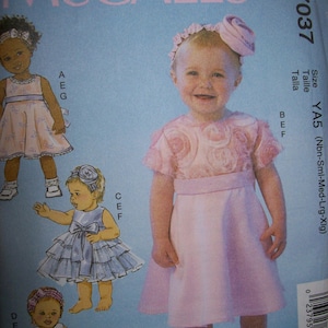McCall&#39;s 7037- Sewing Pattern-Infant Dresses Newborn-Small- Med-Lg-XL- Panties and Headbands