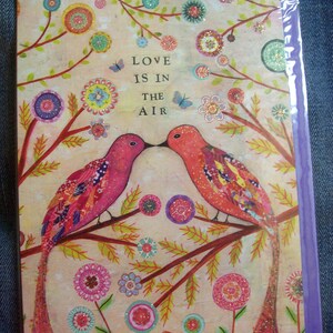 Happy Anniversary Greeting Card by Carte Calypso Art Editions -Love Birds- Made for Each Other- Made in England