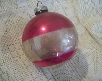 Vintage Christmas Ornament/ Mercury Glass Ball Ornament/ Tree Decorations/ Holiday Accents/ Metal Top / 3"