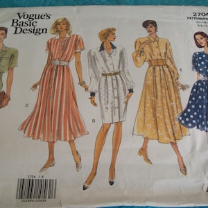 Vogue 2704/ Vogue Basic Design Sewing Pattern/ 90&#39;s Dress Style Pattern/ Size 6 8 10/ Uncut