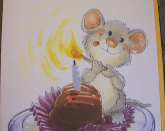 Suzy's Zoo Happy Birthday Card (Anyone) -Herkimer the Mouse-Unused