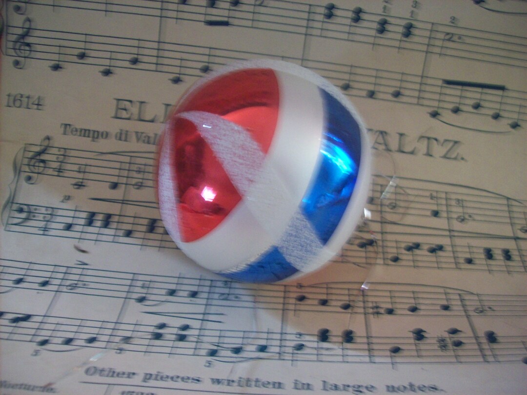 Vintage Christmas Ornament/ Red White and Blue With Flocking/ Glass Ball Ornament From Poland Etsy