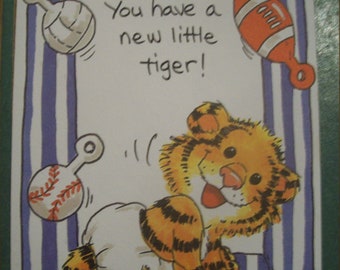 Congratulations on New Baby Boy Greeting Card/ Vintage Cards by Suzy's Zoo/ A New Little Tiger/ Baby Rowley!