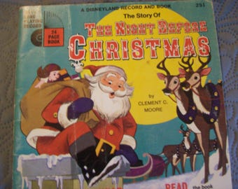 The Night Before Christmas Disneyland Book Only-No Record-Clement C Moore (1970)