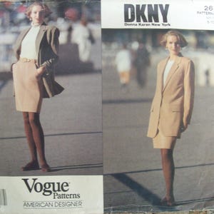 Vogue  2612  DKNY Jacket and Skirt Pattern Size 8 10 12 Vintage Sewing Pattern/ Donna Karan New York Designer Pattern