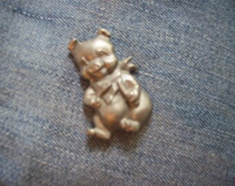 Mini Pewter Refrigerator Pig Magnet-