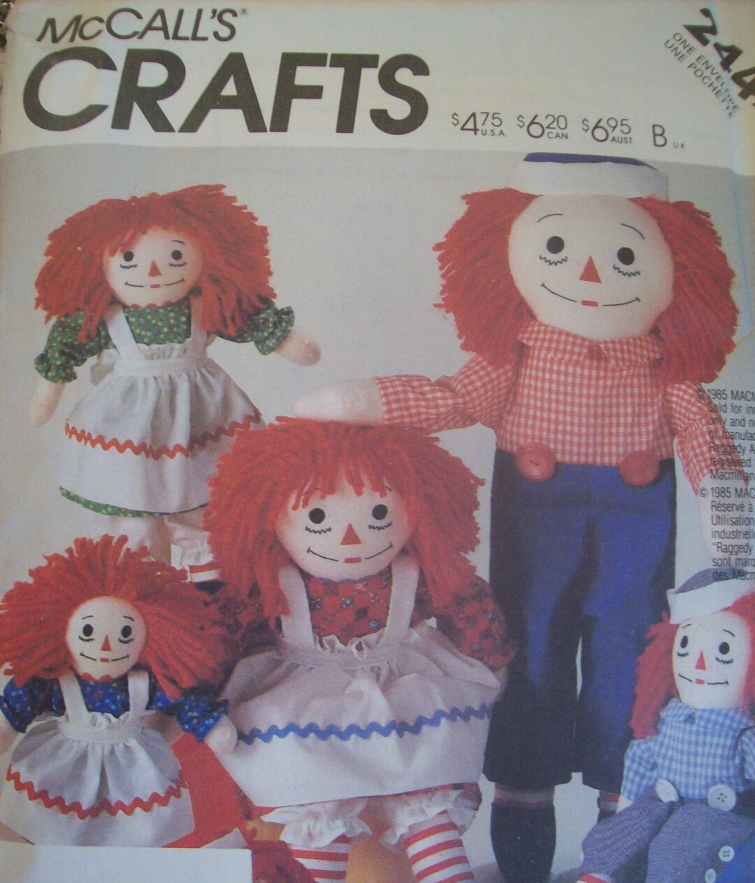 Mccall's Crafts 2447 Raggedy Ann and Andy Dolls With Clothes Sewing ...