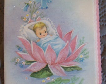 Congratulations Baby Greeting Card- Vintage -Unused