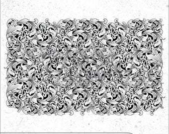 Seamless Filigree Scroll Pattern Engraving Design | Vector SVG DXF PNG (Digital Download)