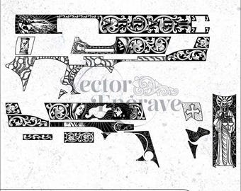 Kimber1911 Stainless ii Jesus&Marry Engraving Design | Vector SVG DXF PNG (Digital Download)