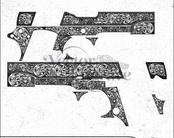Turas SR1911 Scroll Engraving Design | Vector SVG DXF PNG (Digital Download)