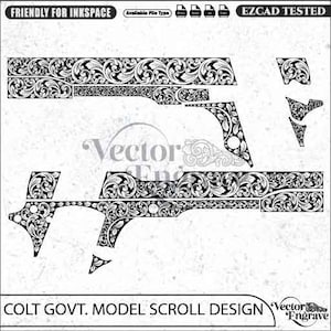 Colt Govt. Model Scrollwork Engraving Design | Vector SVG DXF PNG (Digital Download)