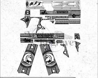 Colt Govt. Model Molon Laabe Themed Engraving Design | Vector SVG DXF PNG (Digital Download)