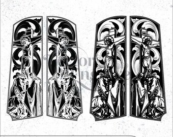 1911 Grip Design, Egyptian Theme, Western Style (ai, svg, dxf, png)
