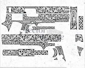 Rockisland M1911 Scroll & Virgin Mary Engraving Design | Vector SVG DXF PNG (Digital Download)