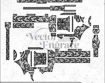 Colt Python 4.25in Scrollwork Engraving Design | Vector SVG DXF PNG (Digital Download)