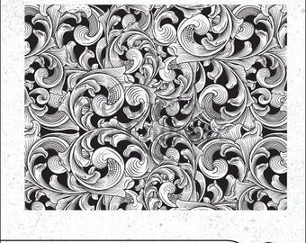 Seamless Filigree Scroll Pattern Engraving Design | Vector SVG DXF PNG (Digital Download)