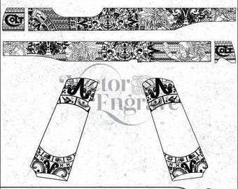 Colt Govt. Model Aztec Themed Engraving Design | Vector SVG DXF PNG (Digital Download)