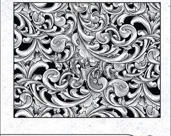 Seamless Filigree Scroll Pattern Engraving Design | Vector SVG DXF PNG (Digital Download)