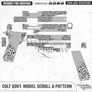 Colt1911 Statlig modell, rullgravyrdesign | Vektor SVG DXF PNG (digital nedladdning)