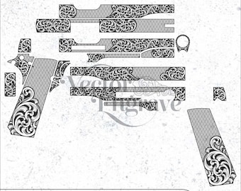 Colt1911 Govt. Model Scroll Engraving Design | Vector SVG DXF PNG (Digital Download)