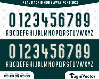 Fuente de la camiseta local y visitante del Real Madrid 2026-27 / svg otf ai pdf / Descarga digital