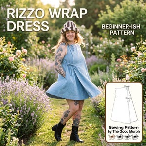 Rizzo Wickelkleid-Schnittmuster, ärmellos, A-Linie, Bindegürtel (PDF)