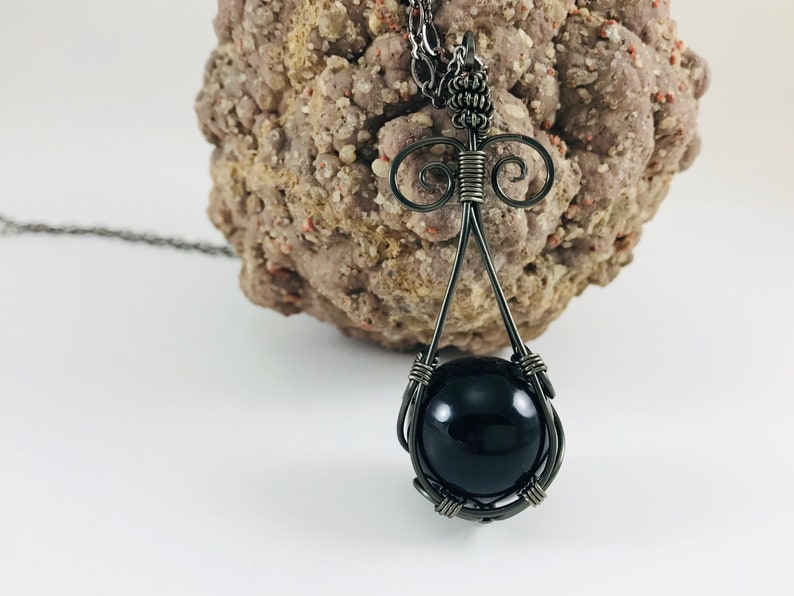 Gunmetal Wire Wrapped Black Onyx Sphere Gemstone Wire Wrapped | Etsy