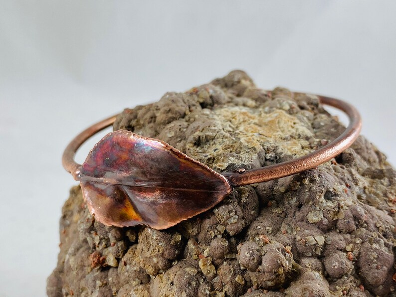 Copper Jewelry Set REAL Organic Leaf Jewelry Set Fall Jewelry Leaf Bangle Bracelet Leaf Earrings Leaf Necklace Electroformed Leaves