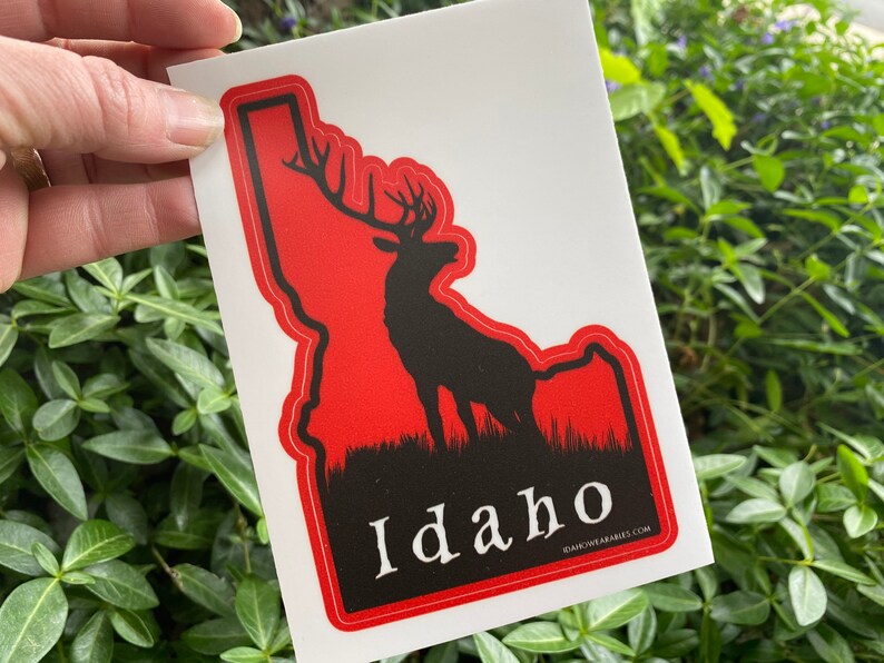 Red Elk Idaho Decal Idaho Bumper Sticker Elk Idaho Idaho Etsy