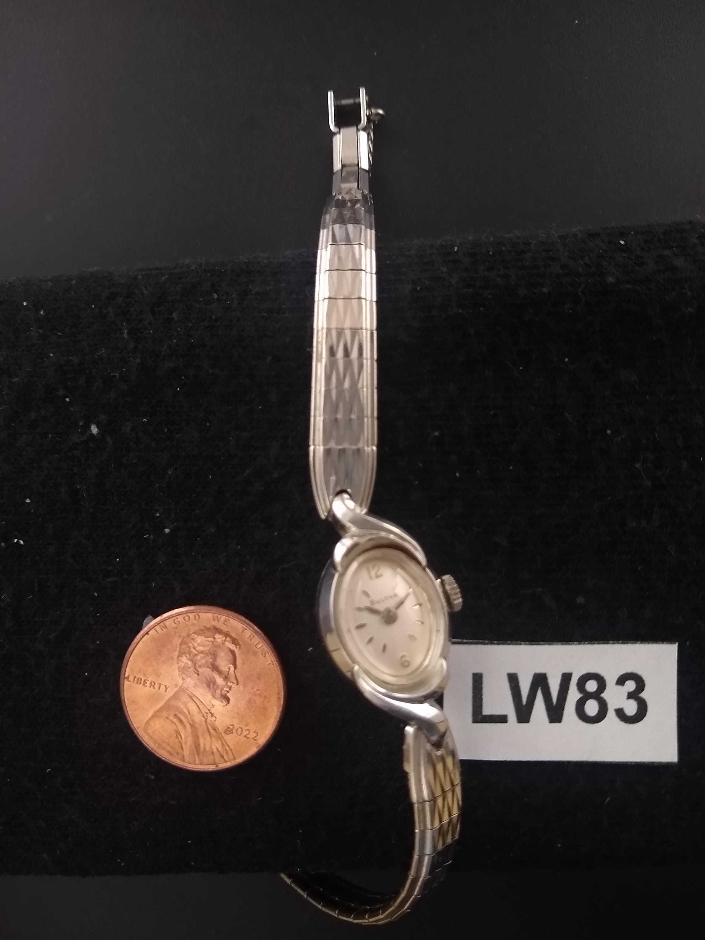 Antique Bulova vintage woman’s 10k white gold. Vintage [14K] White Gold Ladies Bulova Wristwatch with White  main image 3
