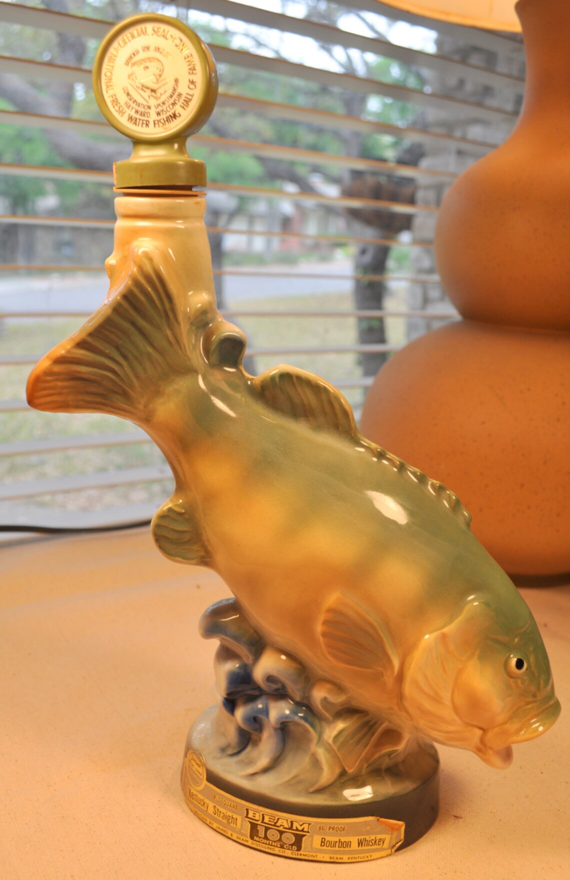 Jim Beam Collectible Large Mouth Bass Fish Decanter Etsy