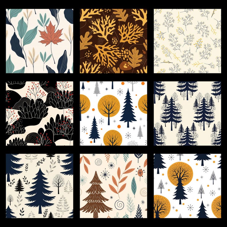 Autumn Woodland Digital Paper | Fall Nature Patterns | Forest Leaves ...